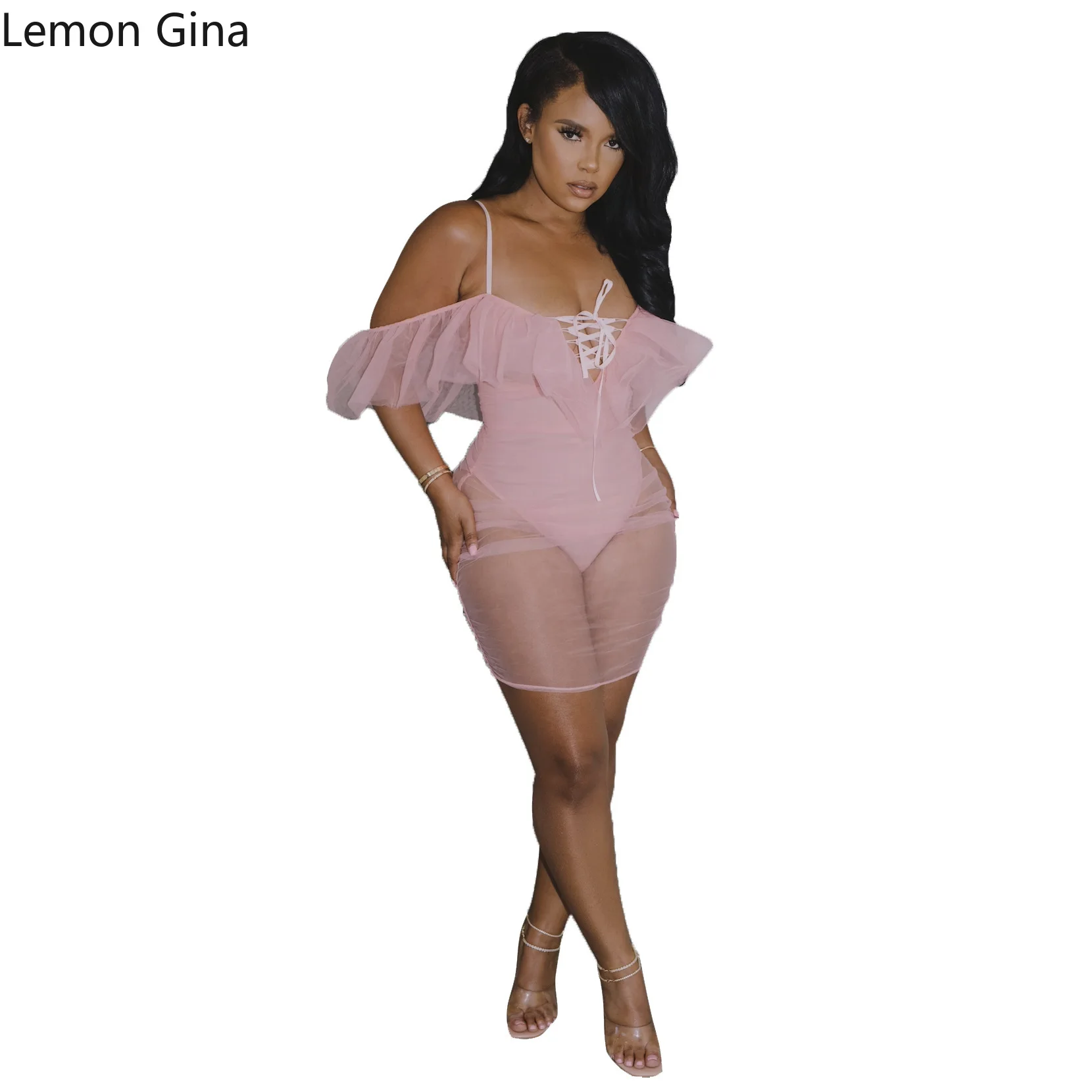 Комбинезон Lemon Gina купальник сетчатая прошивка без рукавов облегающий |