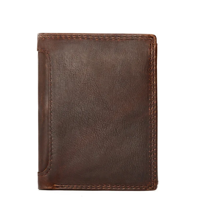 

Authentic Leather Vertical Wallet, Crazy Horse Wallet, Head Layer, Cowhide Wallet, and Old Style Student's Wallet.