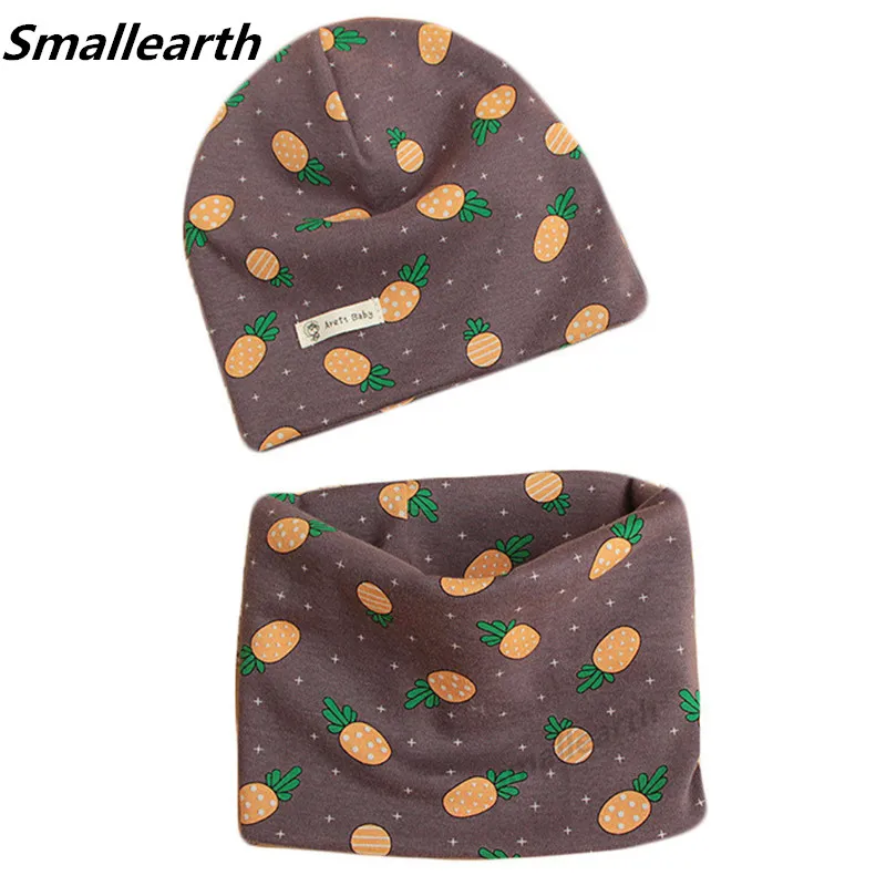 Осенне зимняя хлопковая вязаная детская шапка воротник 2 шт./компл. комплекты из