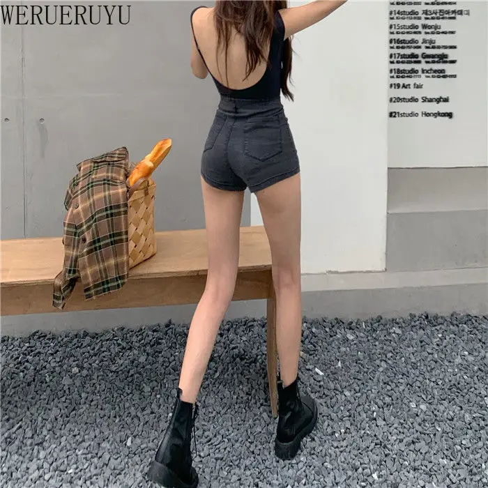 

WERUERUYU Hot sale summer women denim shorts high waist jeans shorts fashion sexy female shorts S-XL new
