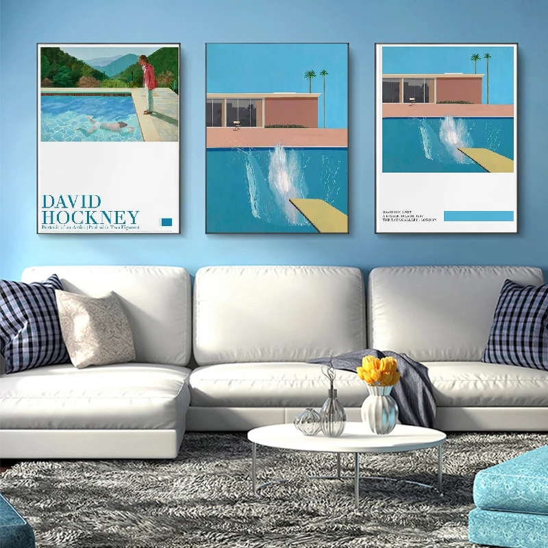 

Знаменитая выставка Дэвида хокни, Питер, выходя из Nicks Pool, плакат, Художественная печать, холст, живопись, Настенный декор, картина для дома