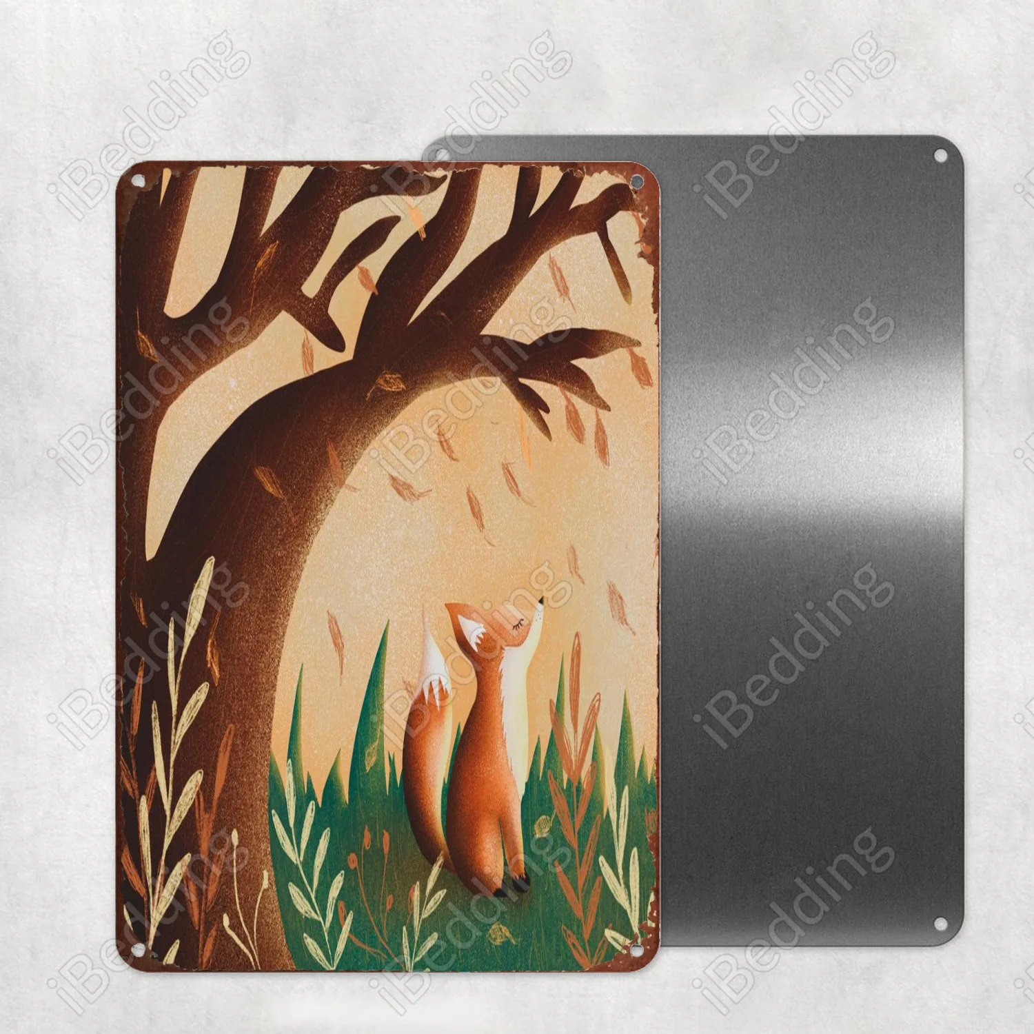 

Декоративное украшение на стену, из металла винтажная табличка, 20x30 см, осень лиса, ретро жестяной знак