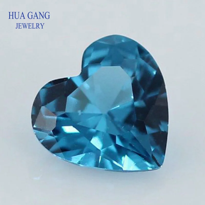 

120# Spinel Blue Heart Shape Brilliant Cut Synthetic Spinel Stone For Jewelry Size 3x3-10x10mm Free Shipping