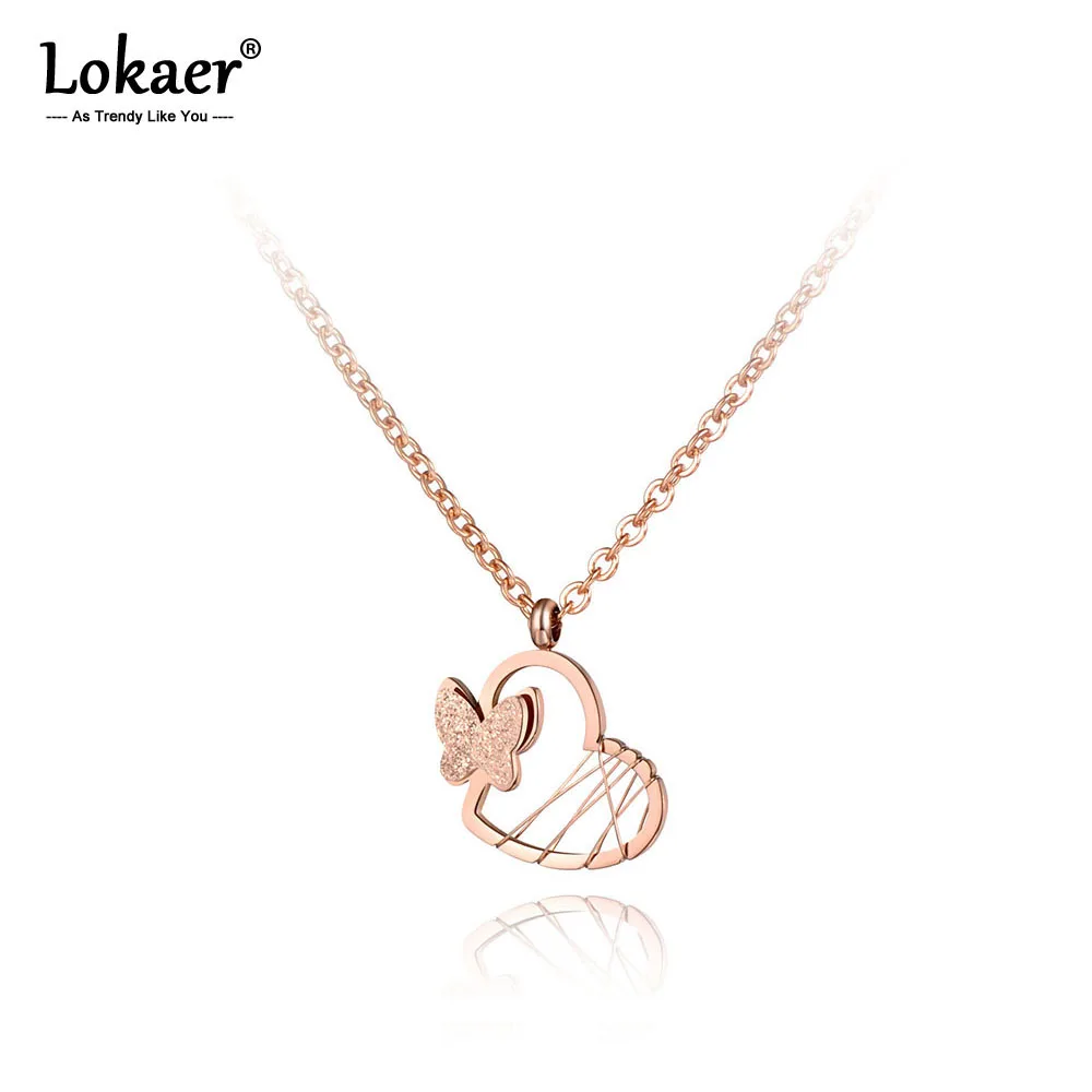 Lokaer офисный стиль нержавеющая сталь Бабочка сердце колье ювелирное изделие