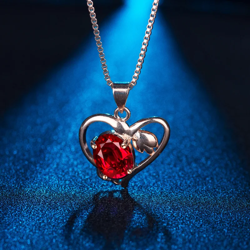 

Real 18K Rose Gold 2 Carats Ruby Pendant Women Natural Ruby Red Gemstone 18K Rose Gold 45cm Necklace Jewelry Pendant