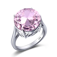 szjinao pink crystal ring pure silver rings for women silver 925 jewelry round gemstone cute romantic genuine female jewellery