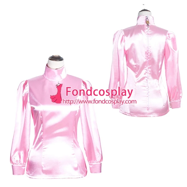 

French Sissy Maid baby pink satin shirt Uniform Cosplay Costume Tailor-made[G4006]