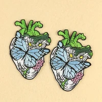 punk heart embroidered cloth sticker heart shape iron on patches for clothing diy kids clothes stickers badges