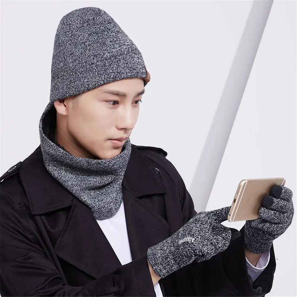 Fashion Winter Warm Accessories Hats Scarves Gloves 3-Piece Set Comfortable Woolen Hat Scarf Kit Trendy Simple | Спорт и развлечения