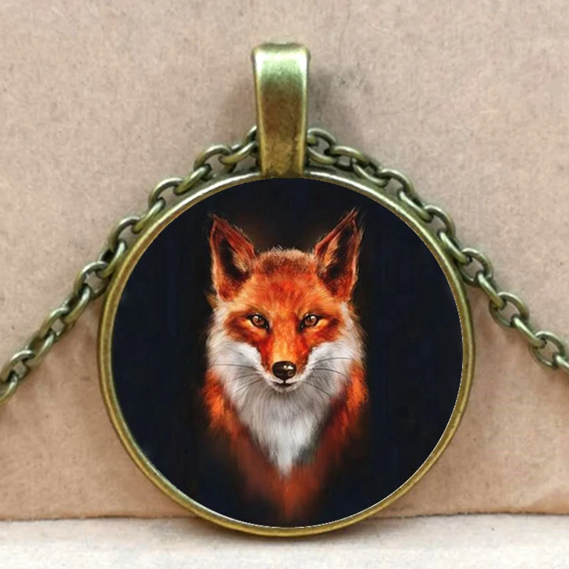 Ожерелье из стекла с подвеской в виде лисы для мужчин и женщин | Украшения
