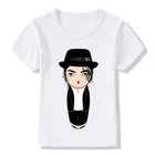 Новинка, детские футболки с изображением Майкла Джексона, футболки для мальчиков и девочек в стиле рок-н-ролл, топы, футболки, детская повседневная одежда для малышей