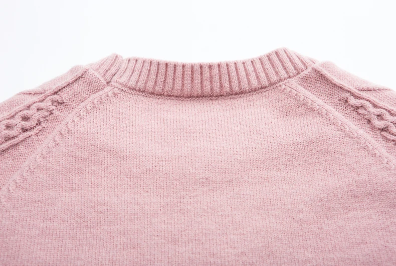 Soft Cozy Cashmere Cotton Blend Embossing Pullover Sweater Autumn Winter Women Clothes Basic Jumper Pull Femme Pink Sweater