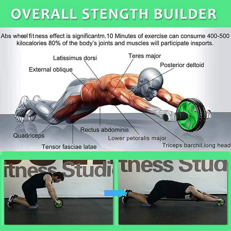 

5-In-1 AB Wheel Roller Kit with Push-Up Bar Jump Rope Hand Gripper Knee Pad Abdominal Core Carver Fitness Workout Set