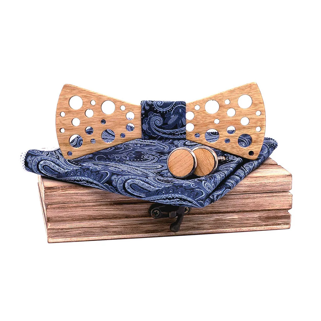 Womail 2019 Модный дизайн ручной деревянный галстук-бабочка галстук платок Набор