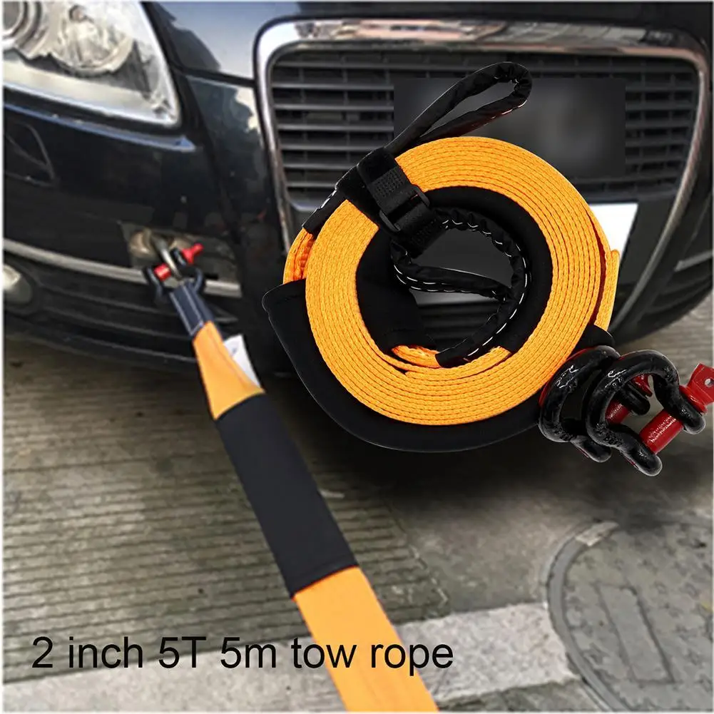 

VODOOL 5m 5Tons Heavy Duty Car Road Recovery Tow Strap Towing Ropes with 2 Tow Hooks Car Accessories Styling Car Towing Ropes