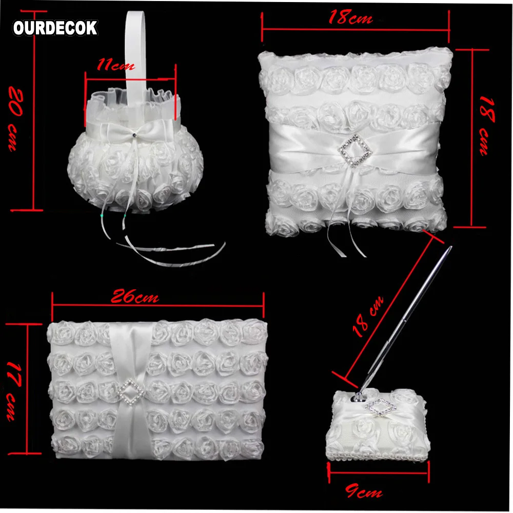 4 шт./лот белое украшение в виде цветов Свадебная Гостевая книга набор ручек