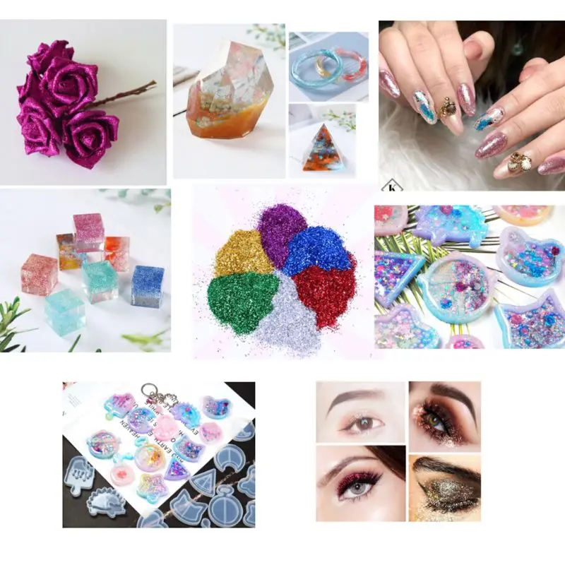 

30 Pcs/set DIY Handmade Pearlescent Powder Glitter Silicone Epoxy Mold Accessory