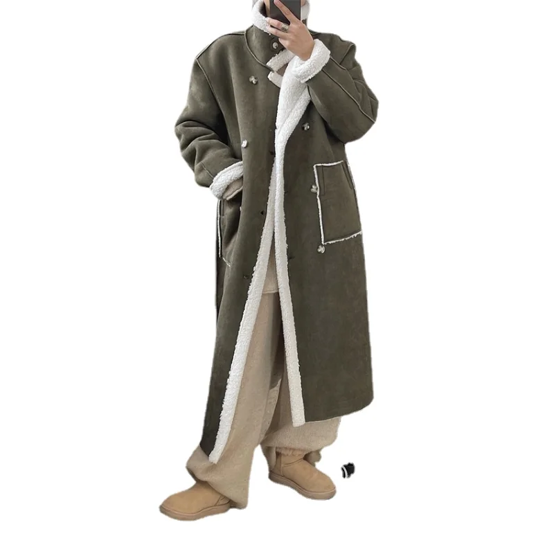 Lamb Wool Coat Lapel Fur One-piece Two-wear Winter New Style Korean Fashion Casual Warm Long Coat Women Full Pelt Wide-waisted