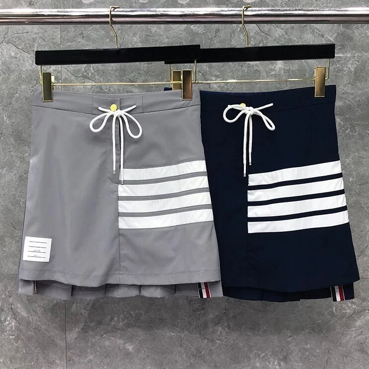 

2021 Fashion TB Thom Brand Skirts Women High Waist Slim Skirts Above Knee Mini Skirt Striped Casual Summer Short A-Line Skirt