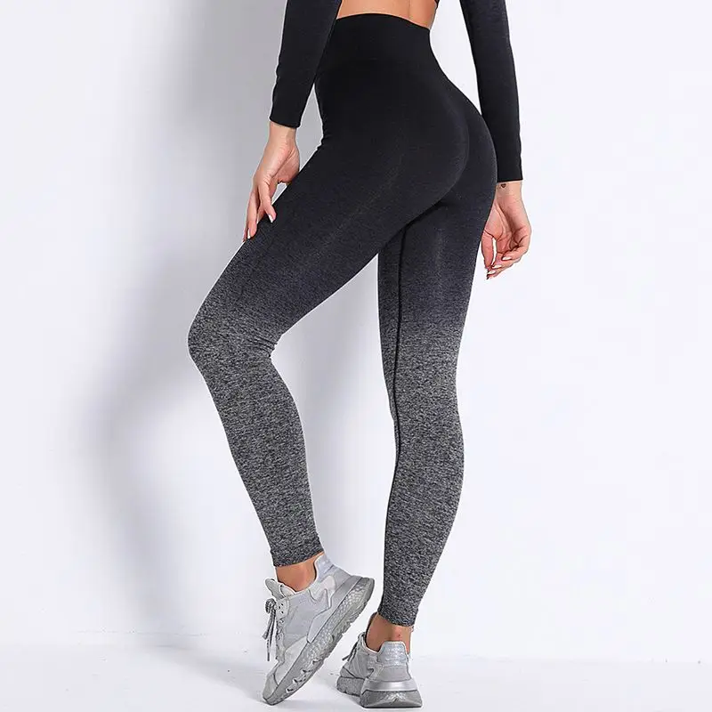 Women Sport Seamless Leggings High Elastic Gradient Slim Yoga Pants Gym Training Running Cycling Fintess Sport Leggings Femme