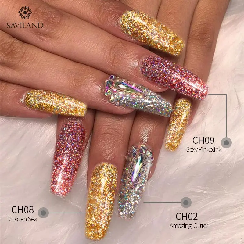 Голографическая блестящая Радужная Гель лак для ногтей SAVILAND блестящий Блестящий