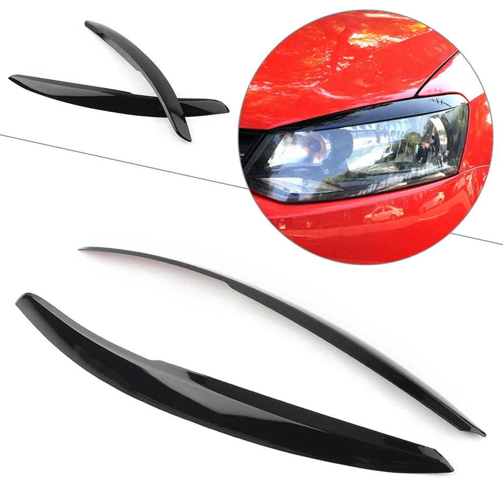 

2Pcs Car Head Light Lamp Eyebrow Eyelid Cover Trim For VW Polo Mk5 6R 6C 2010 2011 2012 2013 2014 2015 2016 2017 Glossy Black