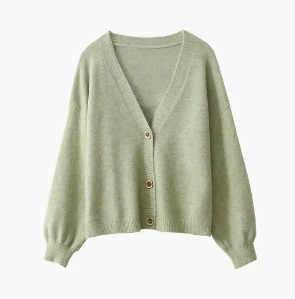 HKSNG Женский Осенний мягкий винтажный шерстяной свитер кардиган модный