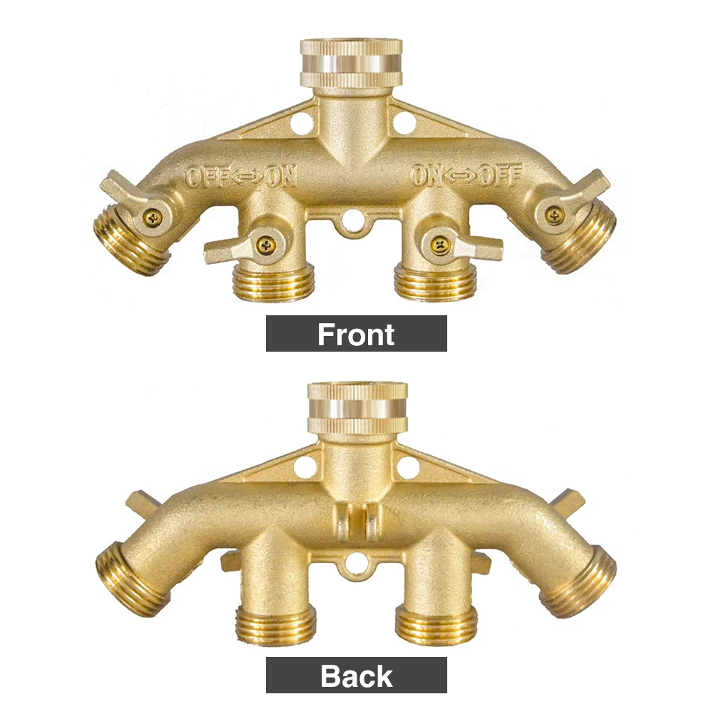 

No Leaking Lawn Durable Garden Hose Splitter Agricultural 4 Way Solid Brass Accessories Connector Home Heavy Duty Spigot Adapter