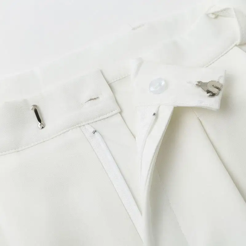 Куркума высокая Талия шаровары белые брюки женские 2019 осень зима Твердые молнии