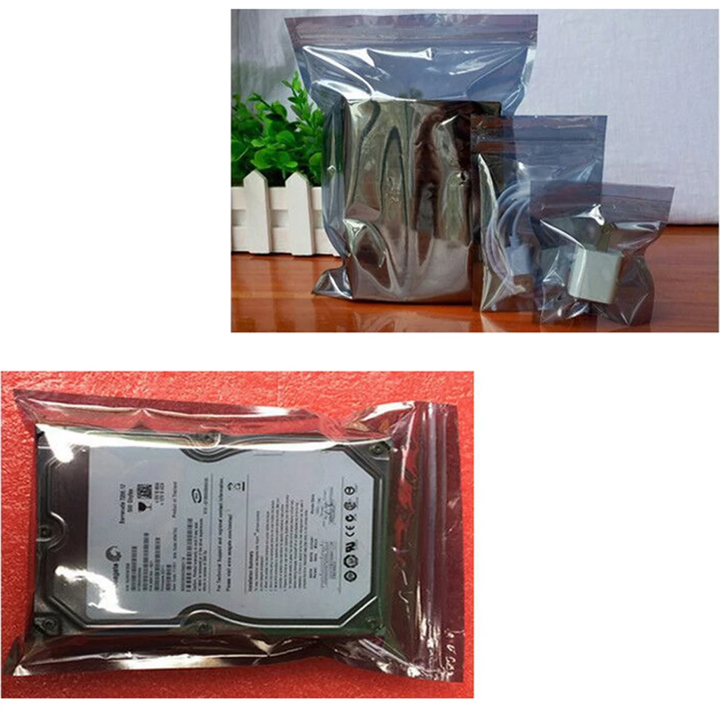 100Pcs Antistatic Aluminum Storage Bag Zip Lock Resealable 4 size Anti Static Pouch for Electronic Accessories Package ESD Bags | Дом и сад