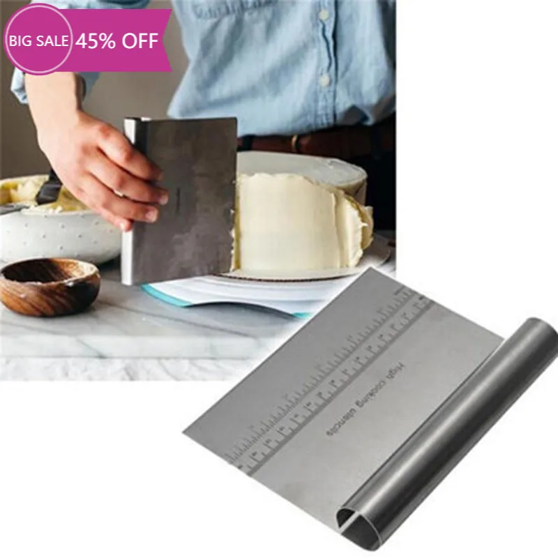 

Stainless Steel Cake Scraper Pastry Cutters Baking Cake Cooking Dough Scraper Fondant Spatulas Edge DIY Baking Decorating Tools
