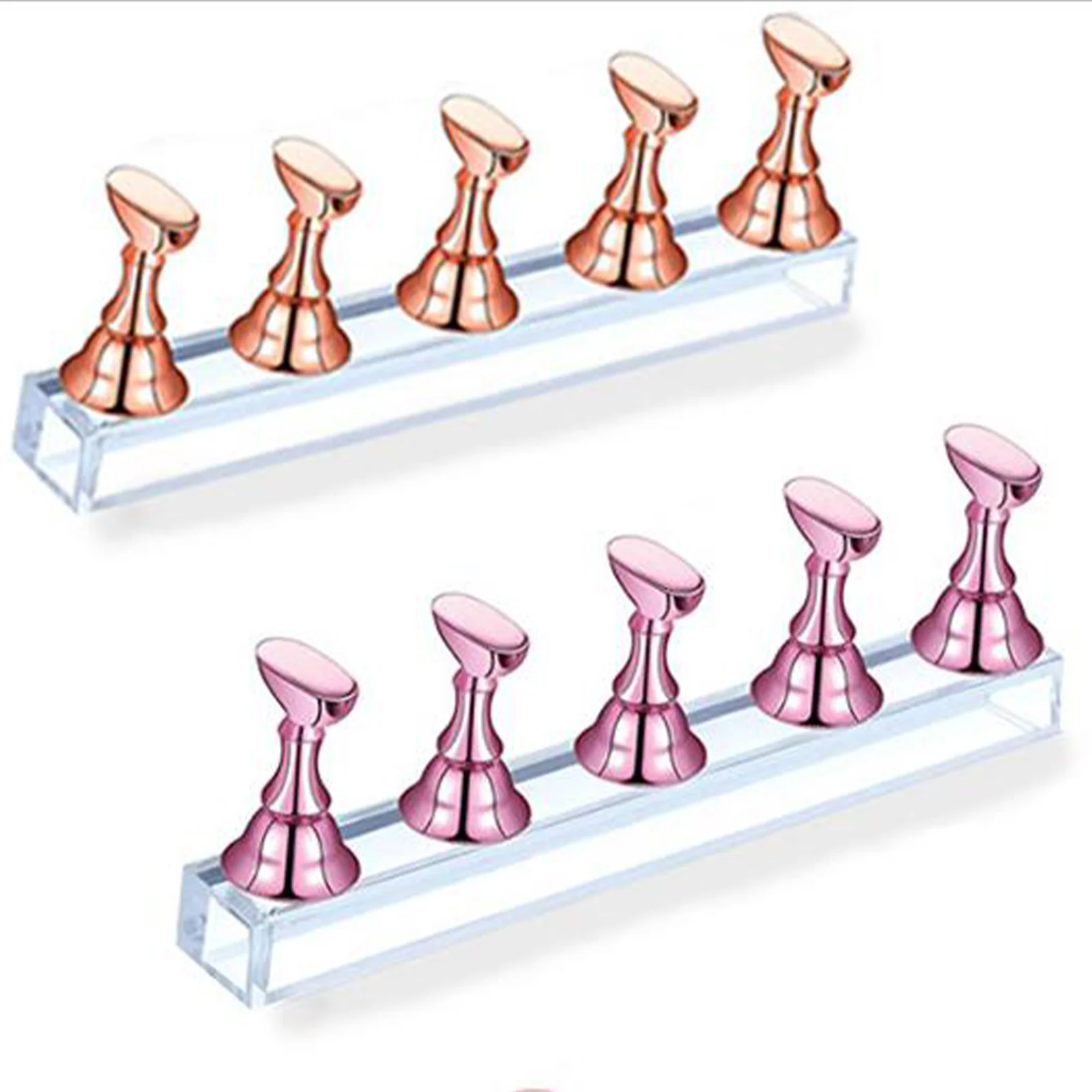 

1Set False Nail Tips Practice Trainning Display Stand Holder Base Alloy Crystal Nail Art Polish Display Manicure Tools
