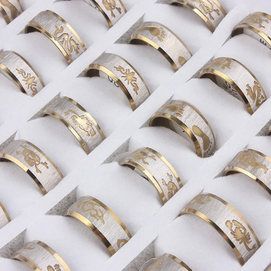

Wholesale Bulk 5Pcs Silver&Gold Stainless Steel Ring Men Women Wedding Valentine Xmas Gift 17-21MM Fashion Jewelry
