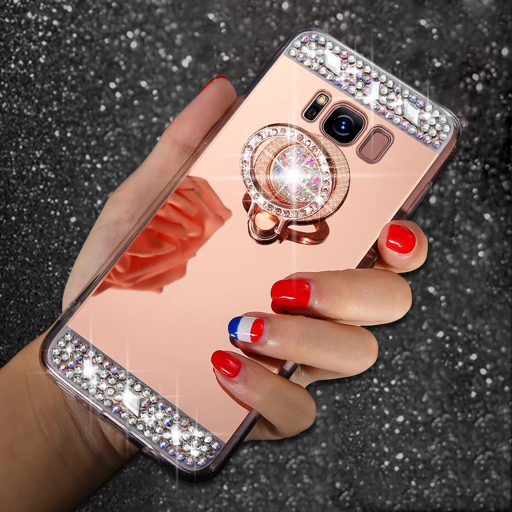 LLZ.COQUE роскошный 3D Блестящий зеркальный чехол с подставкой или Samsung A3 A5 A6 A8 J3 J4 J5 J6
