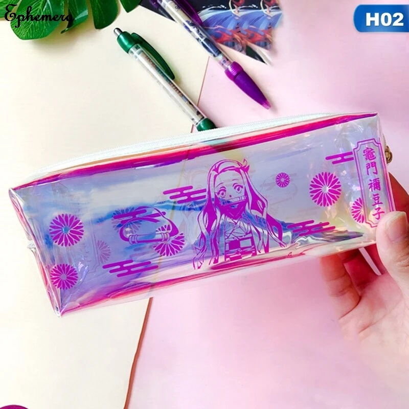 

Anime Demon Slayer Laser Colorful Transparent Pencil Bag Kamado Tanjirou Pencil Box Pencilcase School Student Supply Stationery