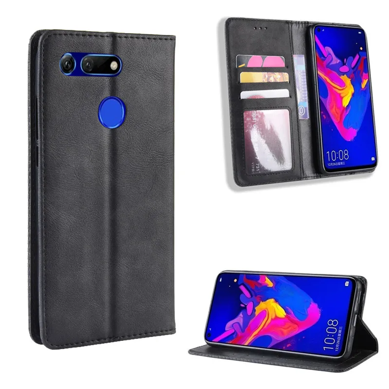 Флип чехол для Huawei Honor View 20 V20 роскошная задняя крышка из искусственной кожи