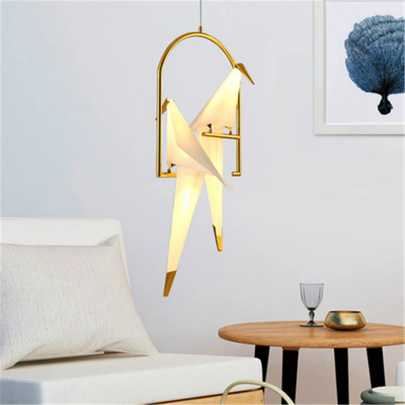 Скандинавские светодиодные бумажные подвесные светильники в виде птиц оригами