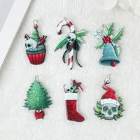 12pcs christmas charms creepy santa claus jingle bell stocking cake tree crutch ornaments flatback acrylic findings jewelry diy