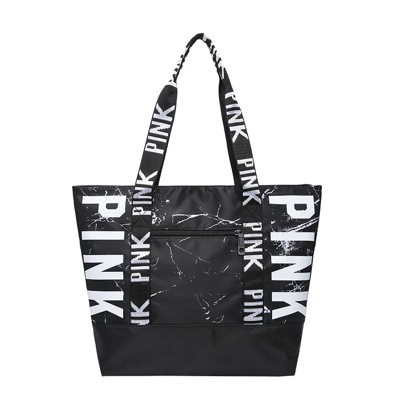 

bolso de hombro grande de nailon resistente al agua, rosa, gran capacidad