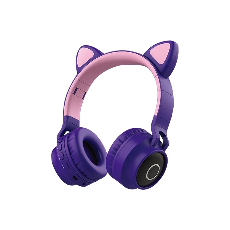 Bluetooth стерео кошачьи наушники мигающие светящиеся кошачьи наушники игровая гарнитура наушники 7 цветов светодиодный светильник - Цвет: Фиолетовый