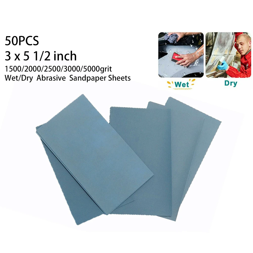 50pcs Sandpaper Wet / Dry 3\"*5 1/2\&quot1500/2000/2500/3000/5000 Grit Grinding Automotive Industry Furniture | Инструменты