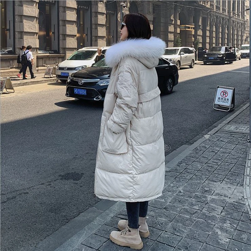 

winter female big collar jacket women over knee long outerwear ladies fashion thick loose parkas mujer tide black warm overcoats