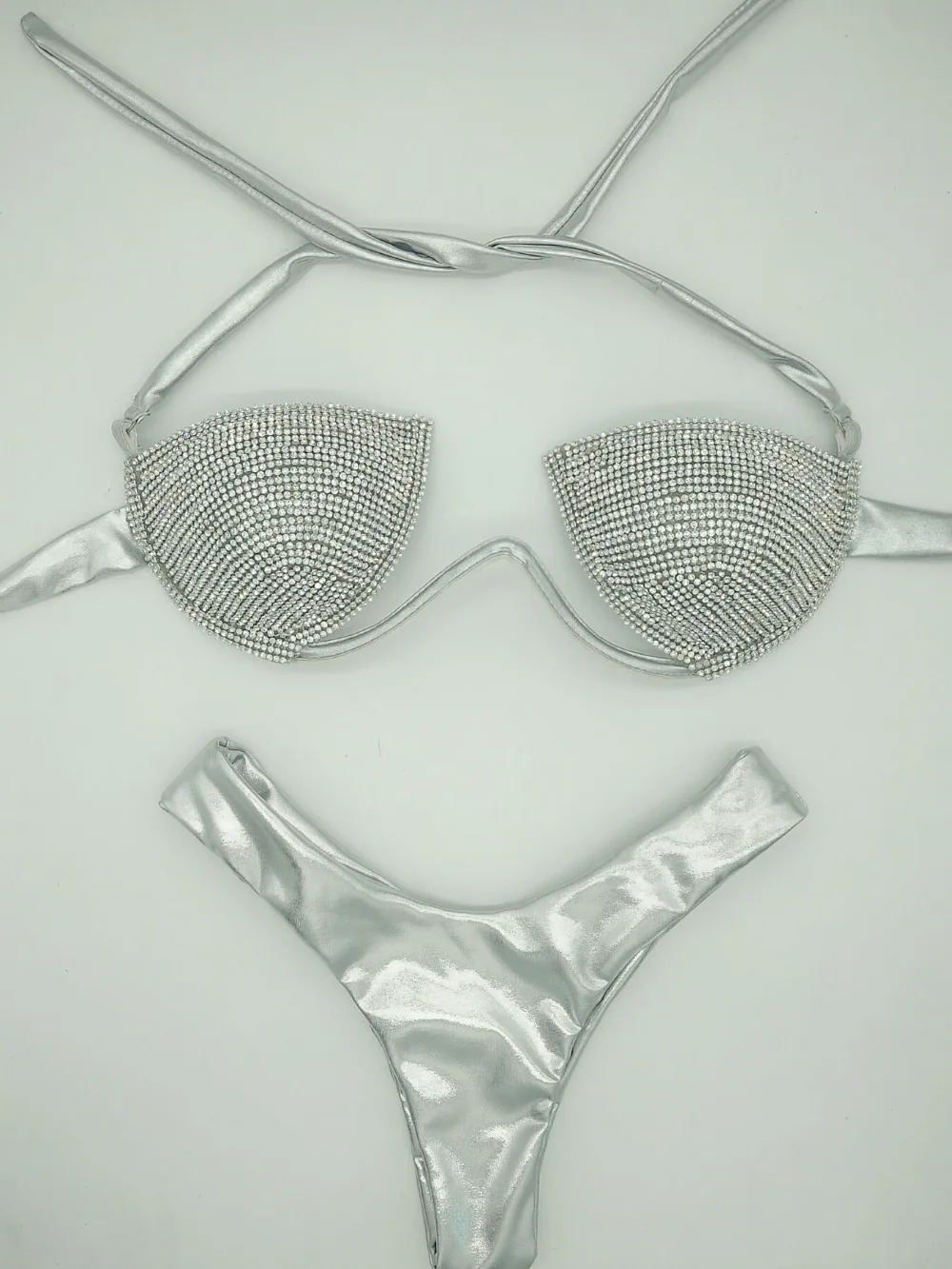 

vacation diamond rhinestone bikini set sexy swimwear push up bling stones bathing suit women beachwear