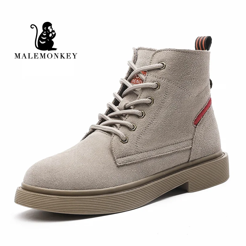 Женские замшевые ботинки на шнуровке коричневые или черные повседневные