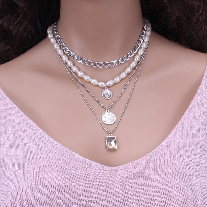 Ociki розовое золото Цвет имитация чокер с жемчугом подвеской ожерелье монета с крестом для женщин подарок Винтаж дропшиппинг ювелирное изделие, опт