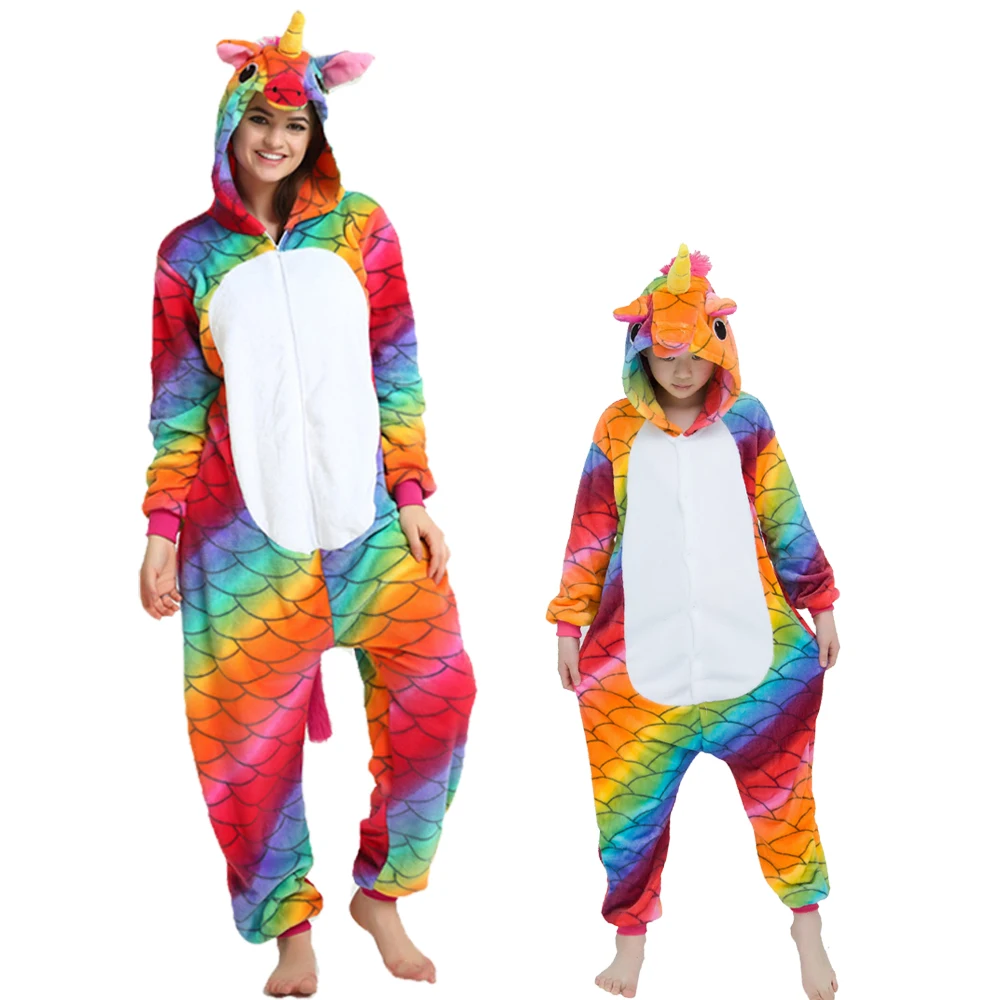 Фланелевая пижама в виде единорога для мальчиков и девочек 4 12 лет|Комплекты