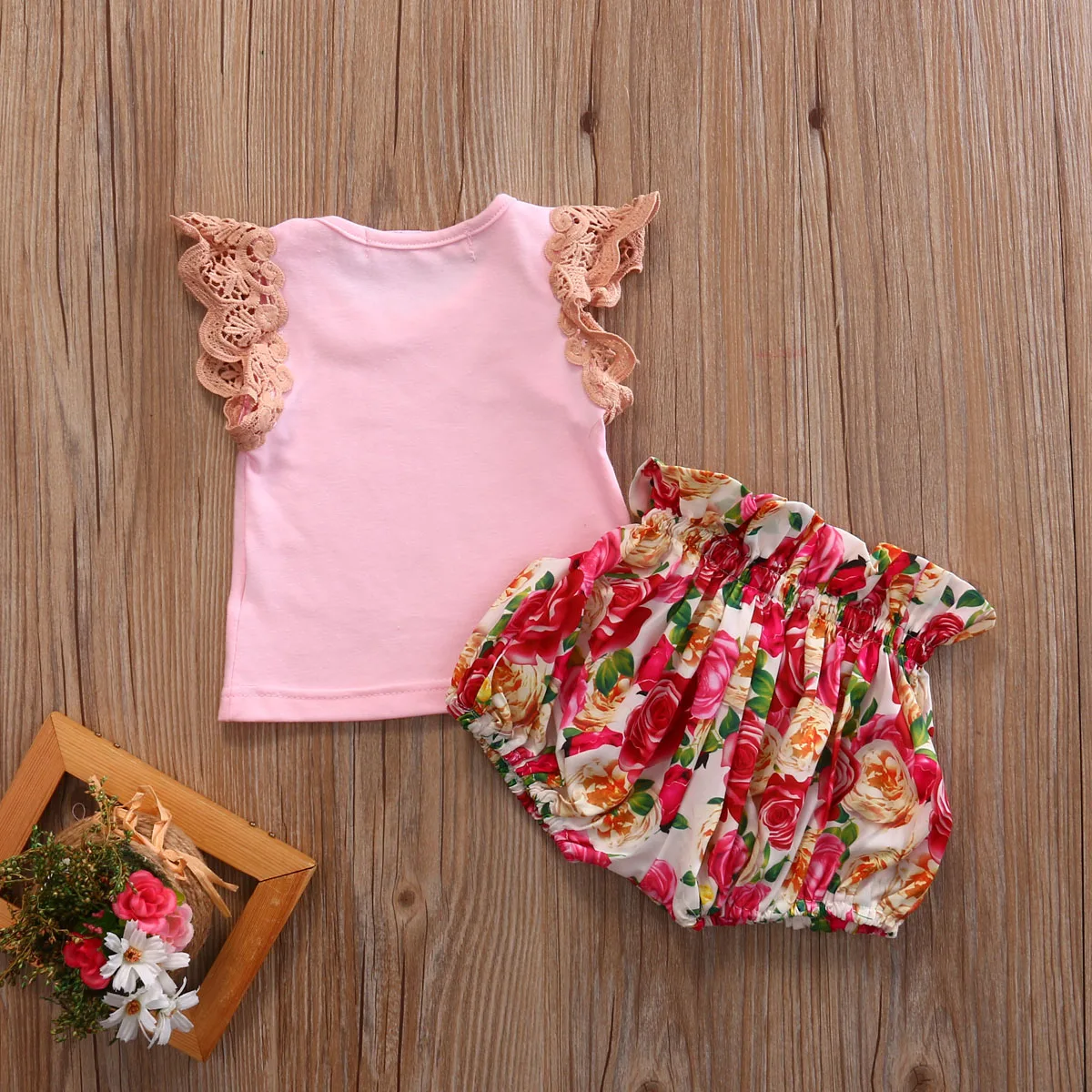 2 шт./компл. детский розовый топ с кружевными рукавами для маленьких девочек + юбка
