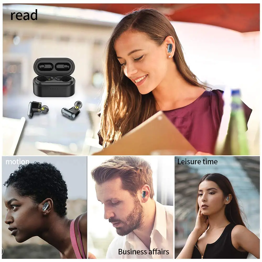 

Original S101 Dual Dynamic Drivers bluetooth V5.0 bass earphones wireless headset noise reduction earbuds