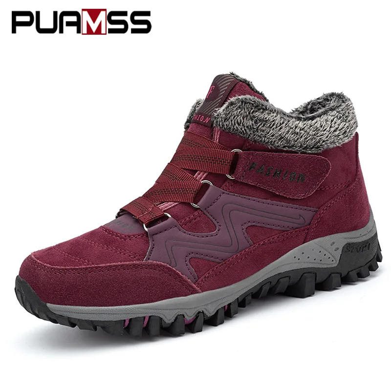 Распродажа Женские ботинки высокого качества Теплые зимние ботильоны на меху