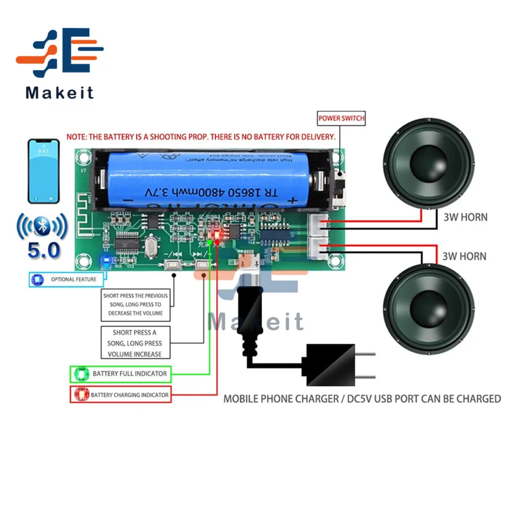 DC 5V XH-A153 литий Батарея PAM8403 Bluetooth 5 0 двойной канал низкого Мощность модуль